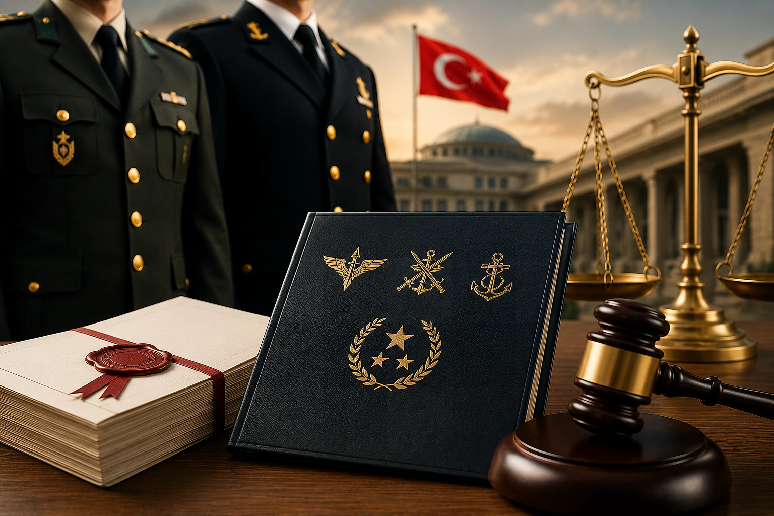 Türk subayları ve astsubayları, yeni atama yönetmeliği belgeleri ile birlikte.